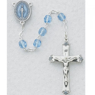 7MM Blue Glass Rosary