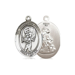 Sterling Silver Guardian Angel Baseball Medal