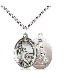 Pewter Guardian Angel Football Medal Religious Jewelry