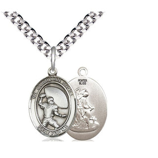 Pewter Guardian Angel Football Medal Religious Jewelry