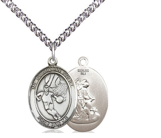 Sterling Silver Guardian Angel Basketball Medal Religious Jewelry