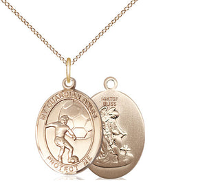 14kt Gold Filled Guardian Angel Soccer Medal Religious Jewelry