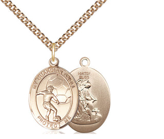 14kt Gold Filled Guardian Angel Soccer Medal Religious Jewelry