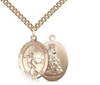 14kt Gold Filled Guardian Angel Soccer Medal Religious Jewelry