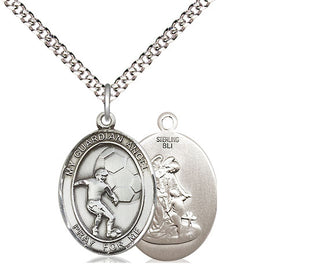 Sterling Silver Guardian Angel Soccer Medal Religious Jewelry