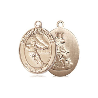 14kt Gold Filled Guardian Angel Hockey Medal