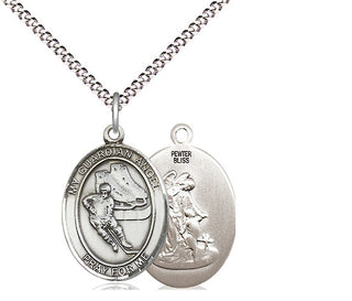 Pewter Guardian Angel Hockey Medal Religious Jewelry