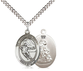 Pewter Guardian Angel Hockey Medal Religious Jewelry