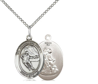 Sterling Silver Guardian Angel Hockey Medal Religious Jewelry