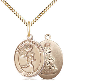 14kt Gold Filled Guardian Angel Track&Field-Men Medal Religious Jewelry