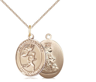 14kt Gold Filled Guardian Angel Track&Field-Men Medal Religious Jewelry