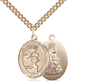 14kt Gold Filled Guardian Angel Track&Field-Men Medal Religious Jewelry