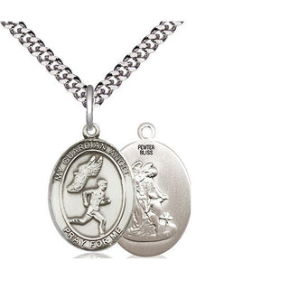 Pewter Guardian Angel Track&Field-Men Medal Religious Jewelry