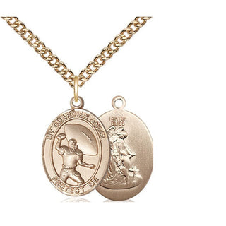14kt Gold Filled Guardian Angel Track&Field Medal Religious Jewelry