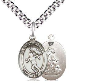 Pewter Guardian Angel Track&Field Medal Religious Jewelry