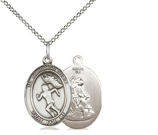 Sterling Silver Guardian Angel Track&Field Medal Religious Jewelry