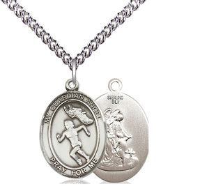 Sterling Silver Guardian Angel Track&Field Medal Religious Jewelry