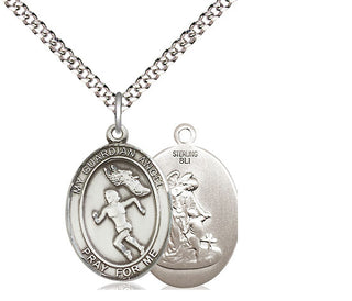 Sterling Silver Guardian Angel Track&Field Medal Religious Jewelry