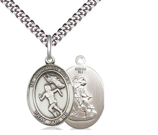 Sterling Silver Guardian Angel Track&Field Medal Religious Jewelry
