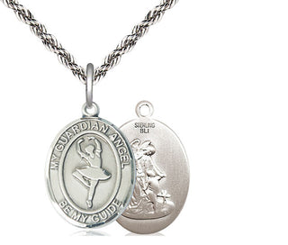 Sterling Silver Guardian Angel Dance Medal Religious Jewelry