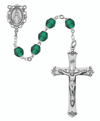 Dark Green Glass May Rosary