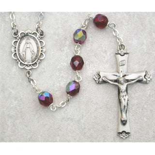 Sterling Silver 6MM Garnet and January Rosary