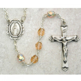 Sterling Silver 6MM Rose and October Rosary