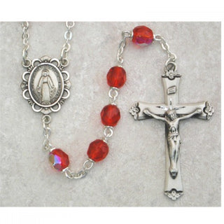 Sterling Silver 6MM Ruby and July Rosary