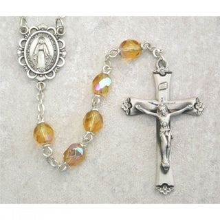 Sterling Silver 6MM Topaz and November Rosary