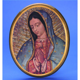 Oval Wooden Our Lady of Guadalupe Wall Plaque- 10" Boxed