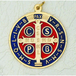 4 inch Gold with Enamel St Benedict Door Pendant