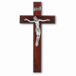 11" Dark Cherry Cross with Silver Corpus