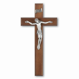 11" Walnut Cross With Silver Corpus