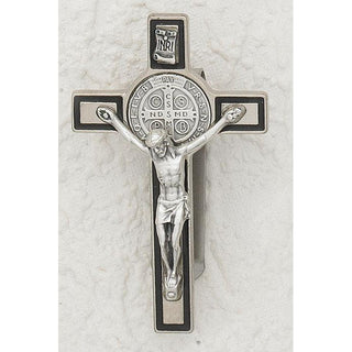 3-pack - Auto Visor Clip-Saint Benedict Silver/Black Cross- 3 inch with clip