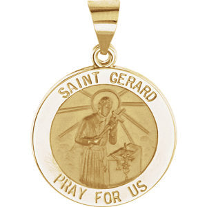 14K Gold 18 MM Round Hollow St. Gerard Medal