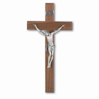 13" Walnut Cross With Silver Corpus