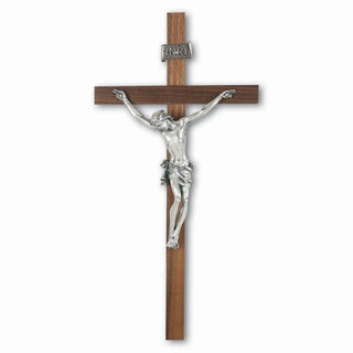 13" Walnut Cross With Silver Corpus