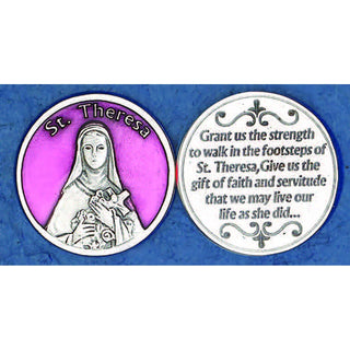 Bulk Pink Enameled St. Theresa Token