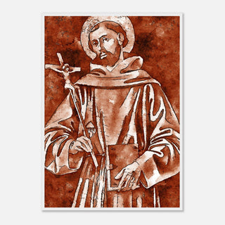 Sepia Franciscan Saint with Crucifix Framed Print - view 7