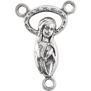 Sterling Silver 20x13.6 MM Mary and Jesus Rosary Center