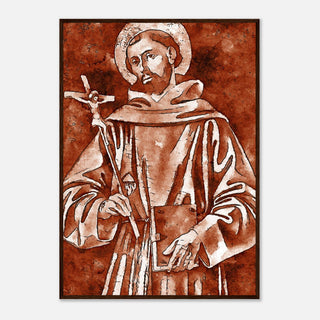 Sepia Franciscan Saint with Crucifix Framed Print - view 3