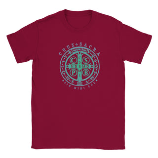 St. Benedict Medal Teal Gradient T-Shirt - view 9
