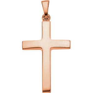 14K Rose 23x15.9 MM Cross Pendant