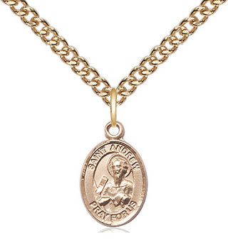 14kt Gold Saint Andrew the Apostle Medal Engraved Catholic Saint Jewelry