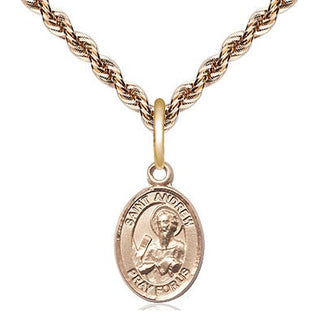14kt Gold Saint Andrew the Apostle Medal Engraved Catholic Saint Jewelry