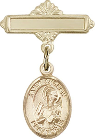 14kt Gold Filled Polished Badge Pin St. Andrew the Apostle Baby Badge - Engravable