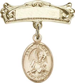 14kt Gold Filled Badge Pin St. Andrew the Apostle Baby Badge - Engravable