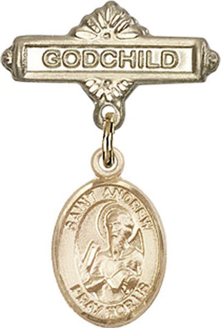 14kt Gold Filled Godchild St. Andrew the Apostle Baby Badge - Engravable