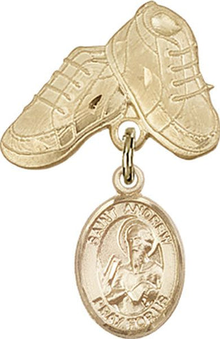 14kt Gold Filled Baby Boots St. Andrew the Apostle Baby Badge - Engravable