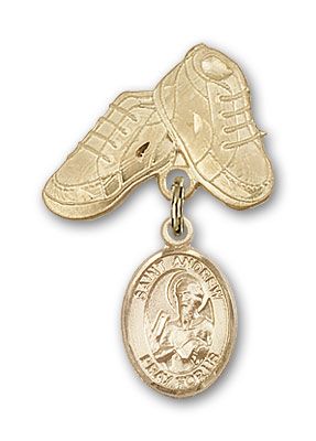 14kt Gold Baby Boots St. Andrew the Apostle Baby Badge - Engravable